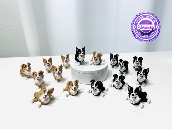 3D Printed High Details Articulated Flexi Border Collie Dog Puppy Fidget Figurine I12
