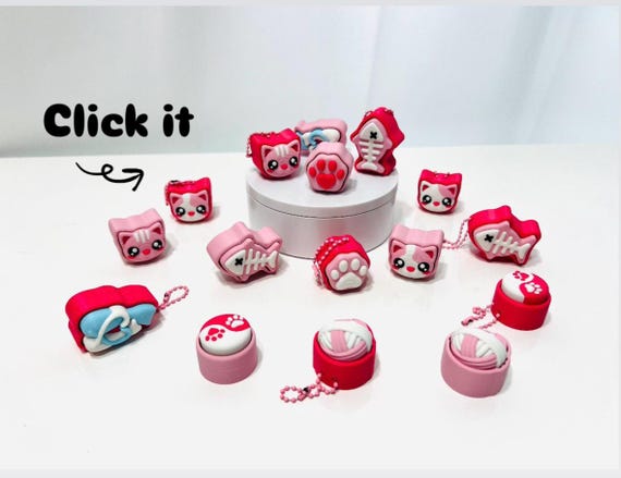 3D Printed High Details Clicker Cat Pack - Paw - Cat Head - Woodball - Yin Yang - Love Cats - Fishbone - Clickers