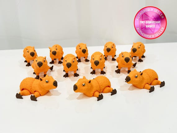 Flexi Capybara | Articulated Figurine | 3 Sizes 3in - 9in | Colored Figure | 3D Printed | Decor | Cute Art | Capybara | Gifts