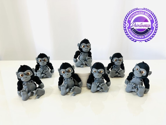 Flexi Articulated Gorilla | 3D Printed | Cute Gift | Flexible | Sensory | Pet | Fun | Kids | Animals | Wildlife | 3 Sizes