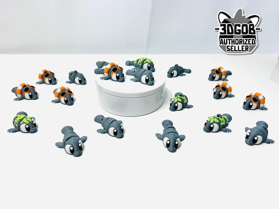3D Printed High Details Articulated Flexi Manatee Fidget - Eco-Friendly PLA Decor