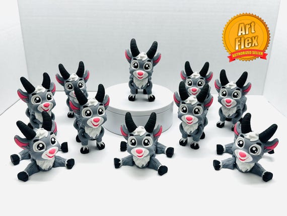 Flexi Goat | Flexi Figurine | 1 Size | Colored Figure | 3D Printed | Decor | Cute Art | Gifts