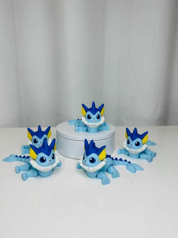 Flexi Vaporeon Figurine | 3 Inches | Colored Figure | 3D Printed  | Decor | Cute  Art | Gifts