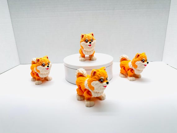 Flexi Pomeranian Orange | Flexi Figurine | 3 Sizes 3 to 9 Inches | Colored Figure | 3D Printed | Decor | Cute Art | Pomeranian | Gifts | Dog