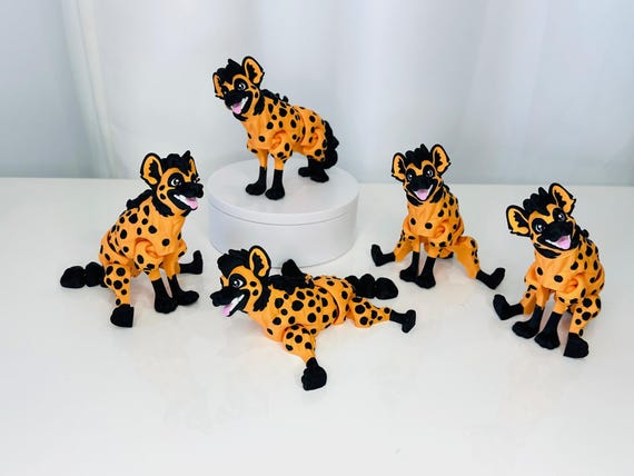 Flexi Hyena Articulated Fidget | Flexi Figurine | 3 Sizes 3 to 9 Inches | Colored Figure | 3D Printed | Decor | Cute Art | Hyena | Gifts