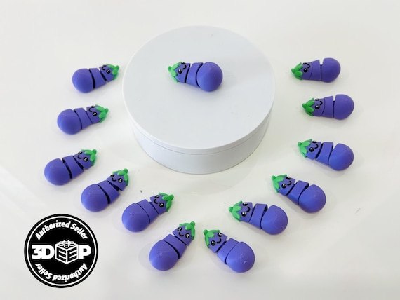 Flexi Eggplant Articulated Fidget | Flexi Figurine | Colored Figure | 3D Printed | Decor | Cute Art | Eggplant | Gifts