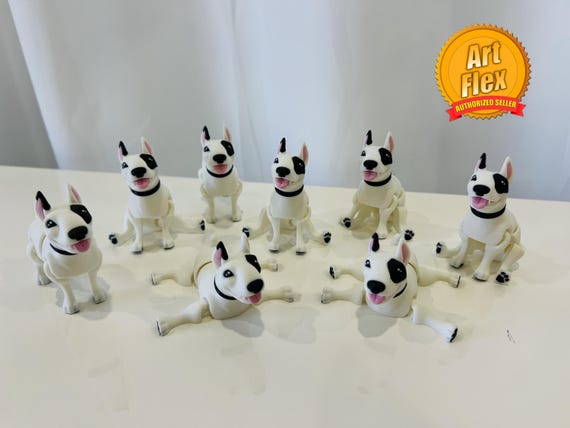 Flexi Bull Terrier Dog | Flexi Figurine | 1 Size | Colored Figure | 3D Printed | Decor | Cute Art | Gifts |