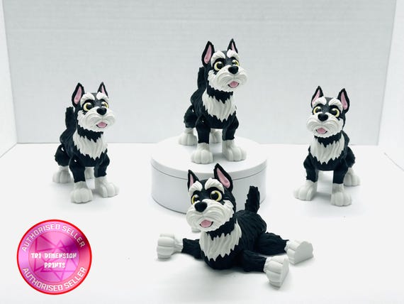 Flexi Schnauzer Dog | Flexi Figurine | 3 Sizes 3 to 9 Inches | Colored Figure | 3D Printed | Decor | Cute Art | Gifts
