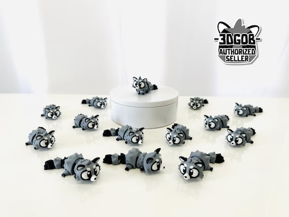 Flexi Raccoon Articulated Fidget | 2 Sizes | Flexi Figurine | Colored Figure | 3D Printed | Decor | Cute Art | Raccoon | Gifts | H1 |