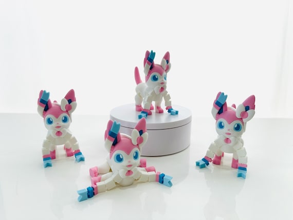 Flexi Sylveon Figurine SuperCrazyPrints Design | Colored Flexi Figurine | 3D Printed | Decor | Cute Art |