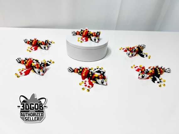 3D Printed High Details Flexi Jester Mini Dragon Figurine Decor, Fidget Toy - J11