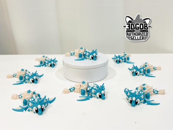 3D Printed Flexi SeaShell Mini Dragon Figurine Decor, Fidget Toy