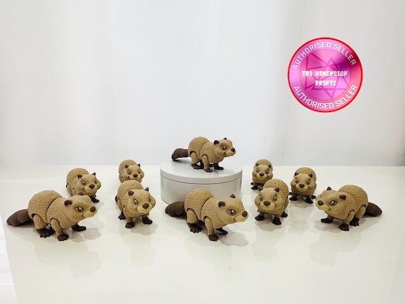 Flexi Beaver | Articulated Figurine | 3 Sizes 3in - 9in | Colored Figure | 3D Printed | Decor | Cute Art | Beaver | Gifts