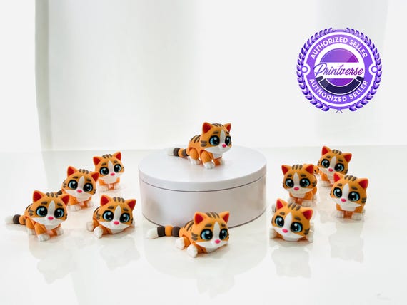 Mini Flexi Ginger Cat Articulated Fidget | 3D Printed | Articulated Fidget | Custom Figurine | Cute | Cat | Adorable
