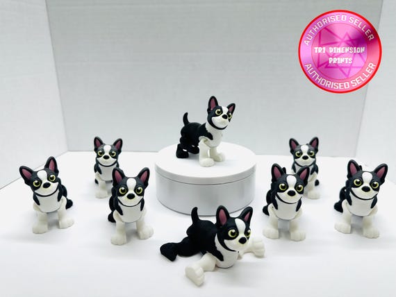 Flexi Boston Terrier | Flexi Figurine | 3 Sizes 3 to 9 Inches | Colored Figure | 3D Printed | Decor | Cute Art | Boston Terrier | Gifts