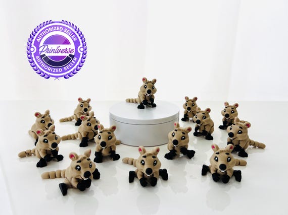 Flexi Quokka Articulated Fidget | Flexi Figurine | 3 Sizes 3 to 7 In | Colored Figure | 3D Printed | Decor | Cute Art | Quokka