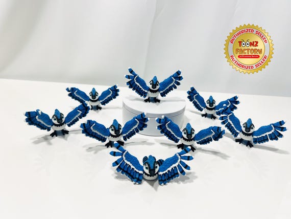 3D Printed Flexi Blue Jay Bird Figurine: Articulated Wildlife Decor - Z3