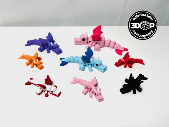 3D Printed Flexi Electro Dragon Figurine: Vibrant Art Decor F4