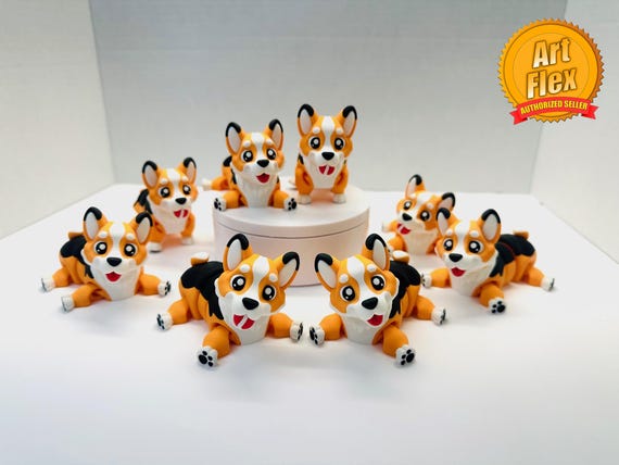 Flexi Corgi | Flexi Figurine | 1 Size | Colored Figure | 3D Printed | Decor | Cute Art | Gifts | Dog