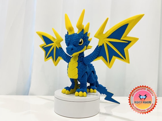 Flexi Electric Dragon Articulated | 3 Sizes 3 - 9 Inches | 3D Printed | Articulated | Custom Figurine | Cute | Adorable | Dragon | Wildlife