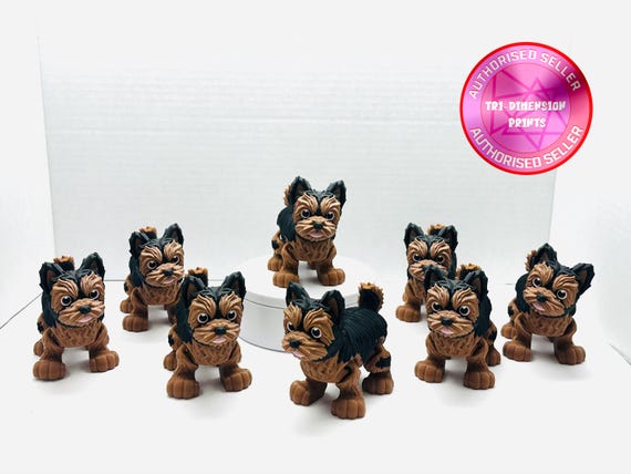 Flexi Yorkshire | Flexi Figurine | 3 Sizes 3 to 9 Inches | Colored Figure | 3D Printed | Decor | Cute Art | Gifts | Dog