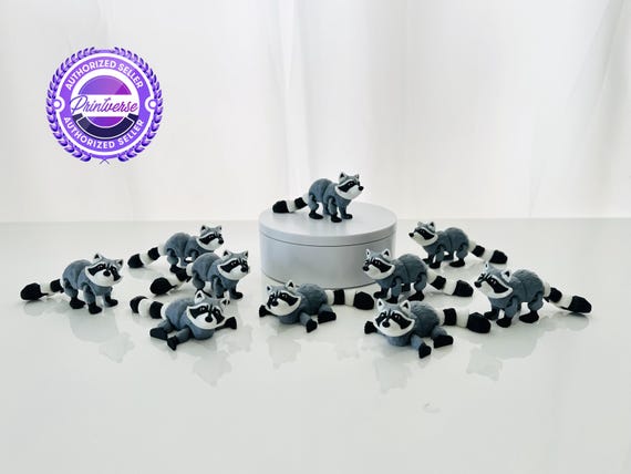 Flexi Raccoon Articulated Fidget | Flexi Figurine | 3 Sizes 2 to 6 In | Colored Figure | 3D Printed | Decor | Cute Art | Gifts