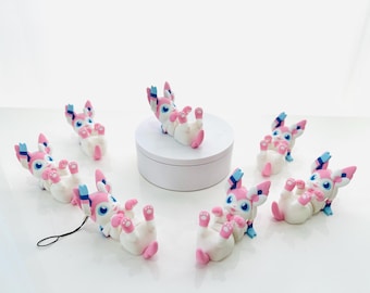 Flexi Sylveon Figurine: 3D Printed Keychain, SuperCrazyPrints Design A12