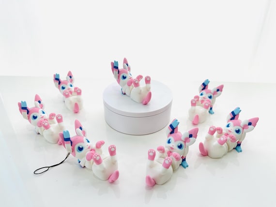 Flexi  Sylveon SuperCrazyPrints Design | Colored Flexi Figurine | 3D Printed | Decor | Cute Art| Keychain