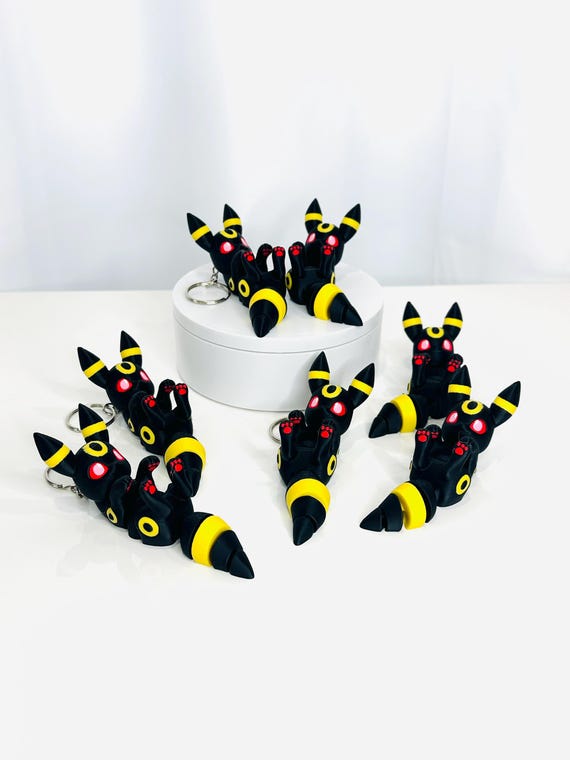 Flexi Umbreon Figurine SuperCrazyPrints Design | Colored Flexi Umbreon Figurine | 3D Printed | Decor | Cute Art | Keychain
