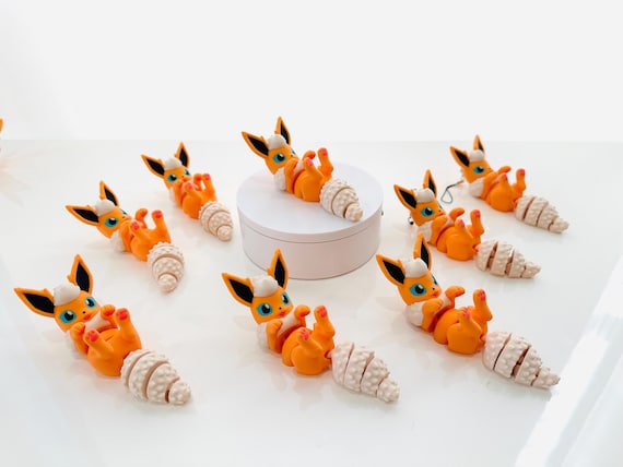 Flexi Flareon Figurine SuperCrazyPrints Design | Colored Flexi Figurine | 3D Printed | Decor | Cute Art| Keychain