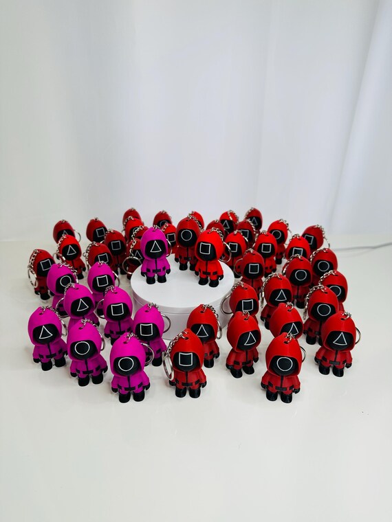 Squid Game Soldiers | Set of 3 Triangle | Circle | Square | 1 Size | Soldier Figure | 3D Printed | Keychain | Cute Art | Gifts |