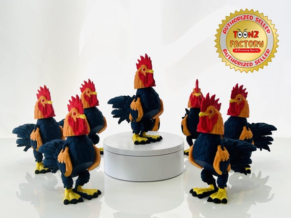 Flexi Rooster Articulated Fidget | 3 Sizes 3 to 8 Inches | 3D Printed | Articulated | Custom Figurine | Cute | Adorable | Rooster | Wildlife