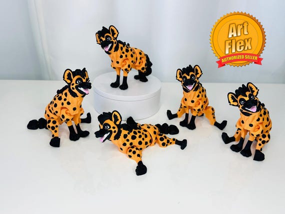 Flexi Hyena Articulated Fidget | Flexi Figurine | 3 Sizes 3 to 9 Inches | Colored Figure | 3D Printed | Decor | Cute Art | Hyena | Gifts