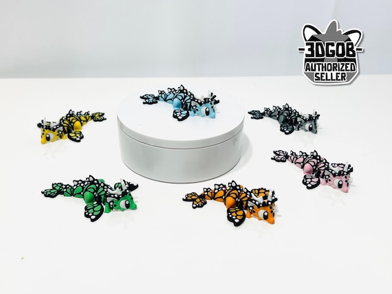 3D Printed High Details Flexi Butterfly Mini Dragon Figurine Decor, Fidget Toy - C15