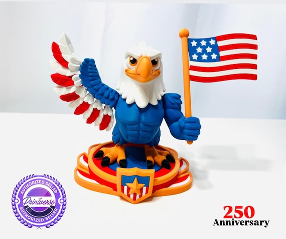 3D Printed High Details Flexi Wings Of Freedom Independence Eagle | Articulated Fidget Figurine G10