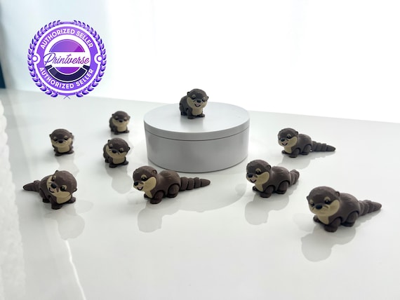 3D Printed Articulated Baby Otter Fidget Figurine - Flexi Decor - 3 Sizes -