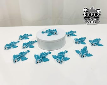 3D Printed High Details Crystal Mini Dragon Figurine: Articulated Fidget Decor - D13