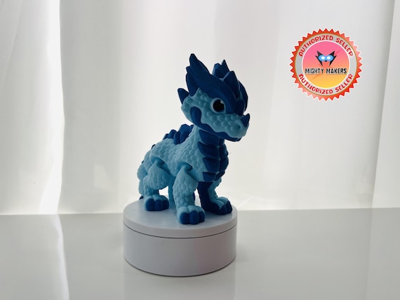 Flexi Ice Dragon Articulated | 3 Sizes 3 - 9 Inches | 3D Printed | Articulated | Custom Figurine | Cute | Adorable | Dragon | Wildlife