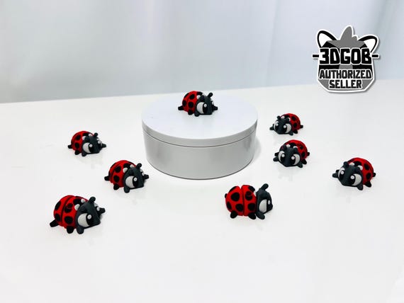 3D Printed High Details Flexi Lady Bug Articulated Fidget Figurine (Flower Playset)