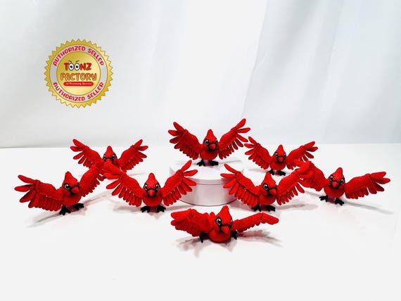 3D Printed Flexi Cardinal Bird Figurine: Articulated Wildlife Decor