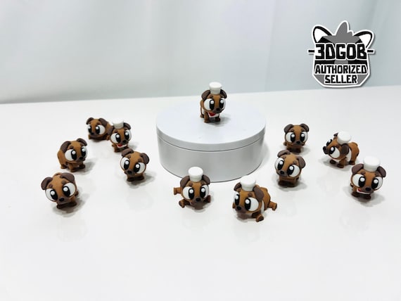 3D Printed High Details Flexi Pugs Articulated Fidget Figurine (Bakery Playset)