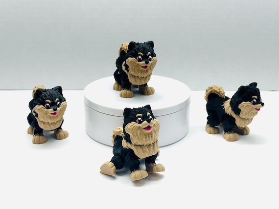 Flexi Pomeranian| Black| Flexi Figurine | 1 Size | Colored Figure | 3D Printed | Decor | Cute Art | Gifts| Dog