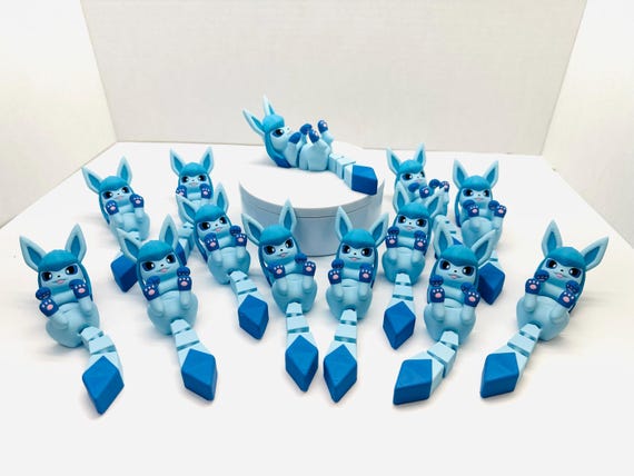 Flexi Glaceon Figurine SuperCrazyPrints Design | Colored Flexi Figurine | 3D Printed | Decor | Cute Art| Keychain