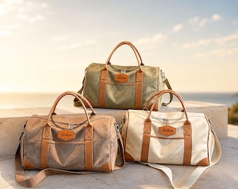 Personalisierte Reisetasche aus Canvas, bestickte Wochenendtasche, Handgepäck für Kurztrips, personalisierte Sporttasche, Wochenendtasche – das perfekte Geschenk für Sie und Ihn