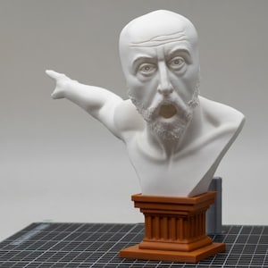 Estatua de Soyjak señalando / Busto de Wojak sorprendido / Escultura de meme impresa en 3D