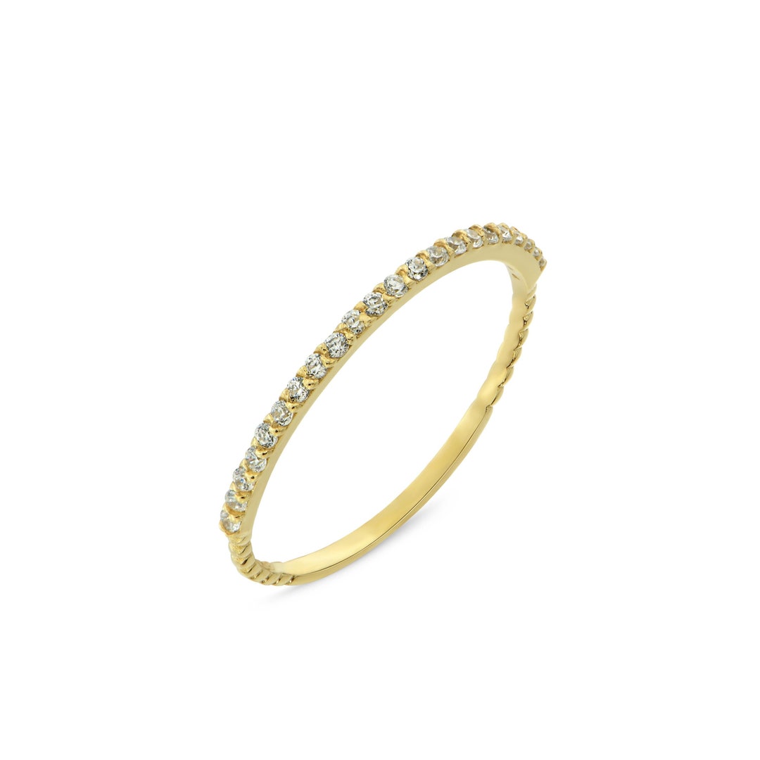 Diamond Eternity 14k Gold Wedding Band, Stackable Anniversary Ring - Etsy