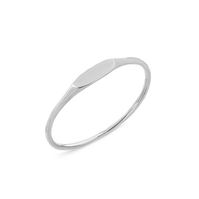 Personalized 14k Solid Gold Tiny Signet Ring, Engraved Stacking Ring, Customize Name Ring, Ultra Thin Initial Ring, Minimalist Designed Ring