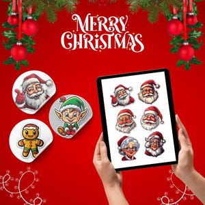 Christmas Stickers, Holiday Planner Stickers, Festive PNG Stickers, Xmas Digital Download Stickers, Printable Stickers, Holiday