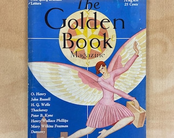 A0026 August 1929 The Golden Book Magazine/ Boris Artzybasheff Cvr -H.G.Wells -/Thackeray -/Katherine Brush /Heinrich Heine/Grade VG