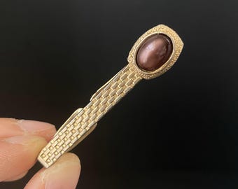 Vintage Gold Tone Tie Clip Bar: Opal Flakes, Formal Mens Jewelry  display picture 1